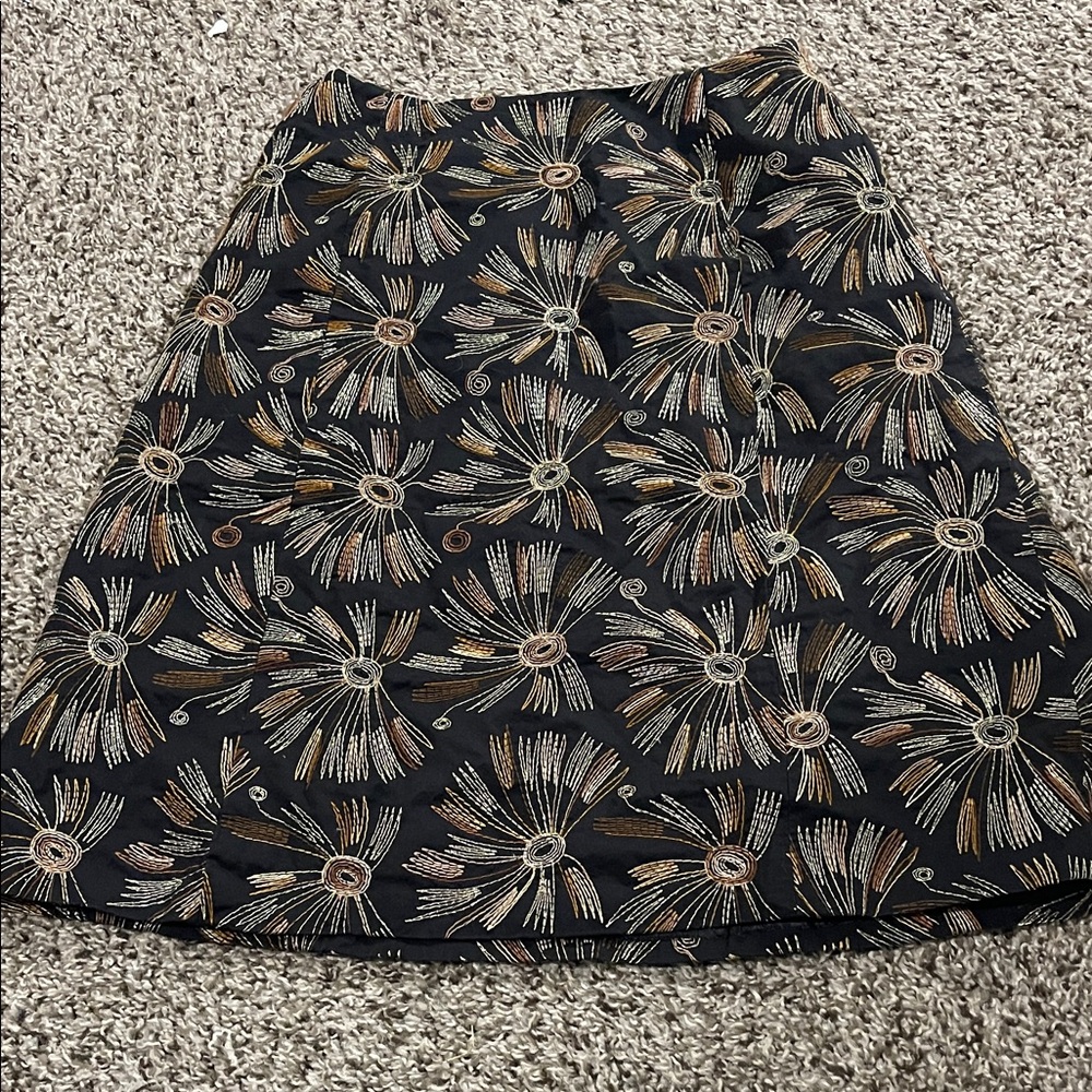 Talbots 2petite Embroidered Boho style A line skirt vintage